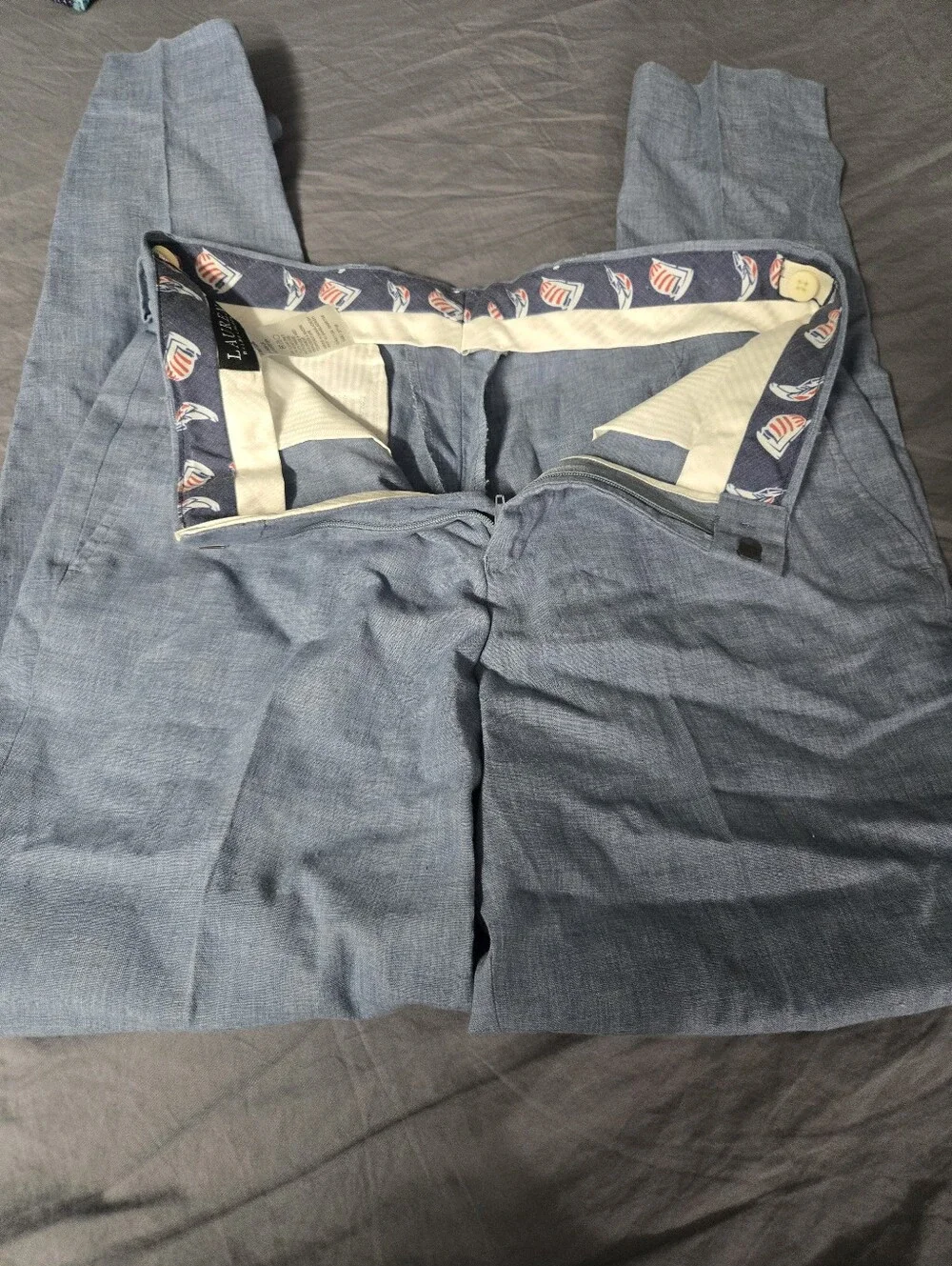 Lauren Boys Light Blue Textured Dress Pants